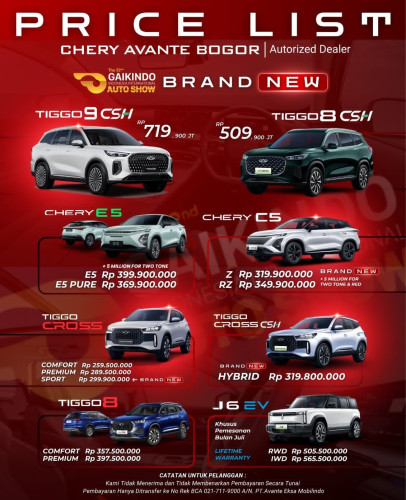 Pricelist Harga Chery scbd 2025